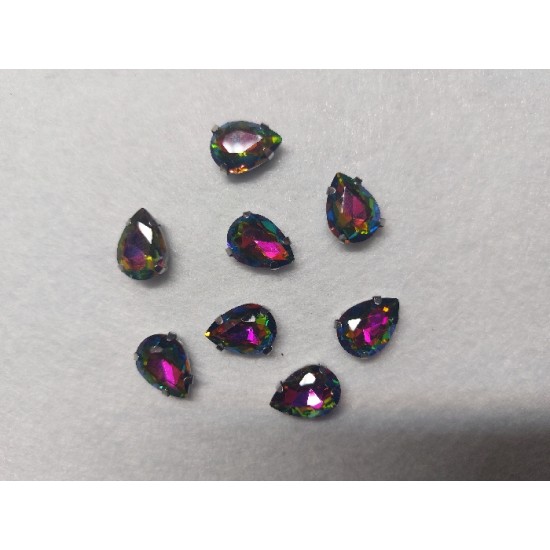 Стразы в цапах "Капля" 10*14 мм цв. хамелеон, цена за 1 шт